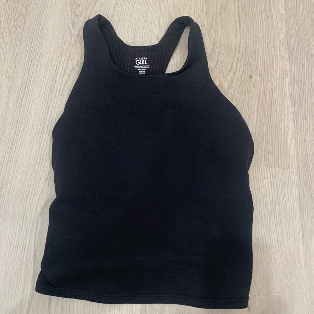 Athleta Girl Black High Neck Crop Top XXL/16